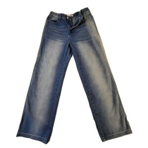 Fashionova Elastic Waist Wide Leg Medium Wash Blue Jeans Women's 8